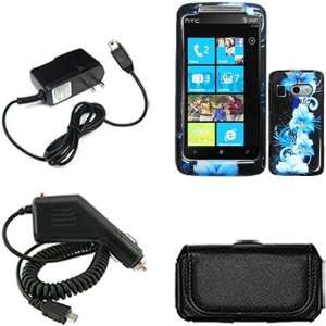   Charger + Home Wall Charger + Black Horizontal Leather Pouch for HTC