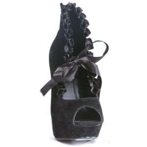   Shoes Black Velvet Peep Toe Adult Boots / Black   Size 10 Everything
