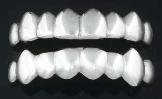   White Gold Plated Hip Hop Grillz Removable Teeth Grills Set  