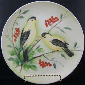 Lefton China Gold Finch Bird Hand Painted Plate  