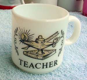 Vintage White Milk Glass   Teacher Coffee Cup / Mug  
