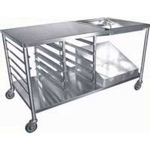 DN TBL DONUT TABLE 34 X 66 STAINLESS W GLAZING DIPPER & SUGAR PAN 