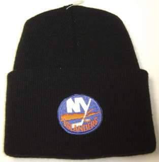 New! NHL Black NY New York Islanders Embroidered Beanie / Knit Cap 