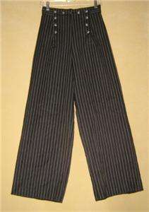 Vintage pants size 7.Black, Pinstripe,high waisted, wide leg pants 