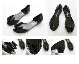 BLACK RIBBON Jelly shoes Plastic Flats women sz 6 7 8  