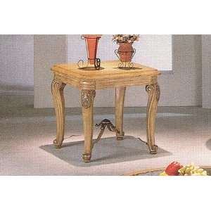  Antique Bone Finish Wood Top End Table By Coaster 