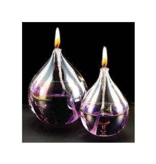 Iridescent Tear Drop Handblown Glass Oil Lamp Set
