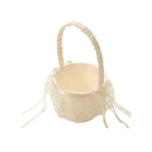  Artwedding Lace Applique Bowknot Flower Basket, Ivory 