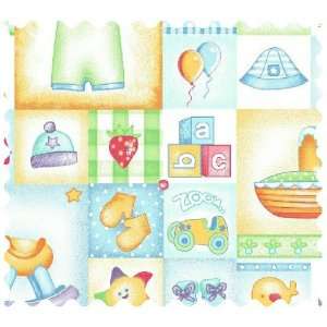  SheetWorld Baby Boy Squares Fabric   By The Yard Baby