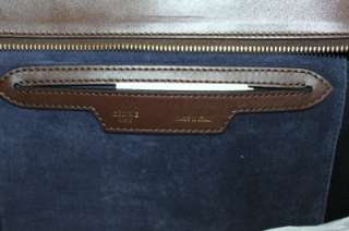 Celine Trapeze Navy Bordeaux Brown Tricolor Smooth Leather Luggage Bag 