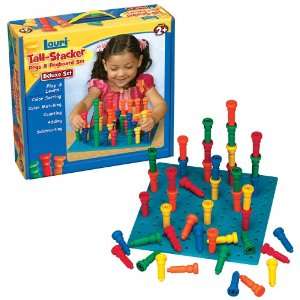  Lauri Toys Deluxe Tall Stacker Pegs and Pegboard Set Toys 
