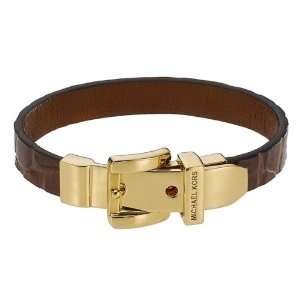   MICHAEL Michael Kors Leather Buckle Bracelet   Luggage Croc: Jewelry