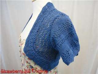 Blue shrug / bolero / cardigan   crochet / knitted 40s / 50s style 