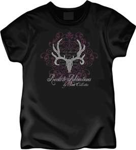 Bone Collector Ladies Racks Black Fitted T Shirt Tee  