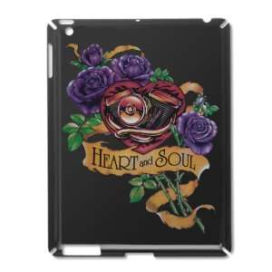  iPad 2 Case Black of Heart and Soul Roses and Motorcycle Engine 