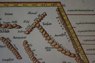 CASPIAN SEA SCYTHIANS WOODCUT MAP PTOLEMY 1541 #A221S  