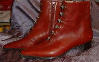   RED HISPANITAS / RED LEATHER BOOTS / SIZE 38 / 7 1/2 / MADE IN SPAIN