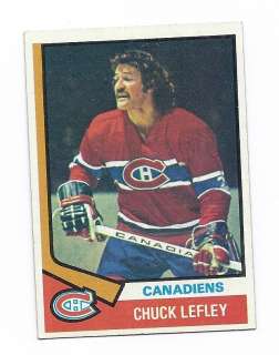 1974 75 TOPPS # 178 CANADIENS CHUCK LEFLEY ERROR CARD  