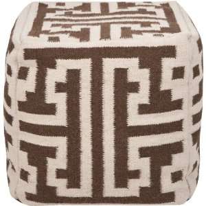  Geometric Pouf in Brown and Winter White