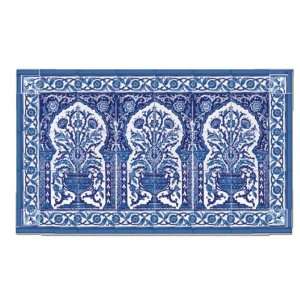  Zelli Kinz Blue 3 Panel Ceramic Tile Mural