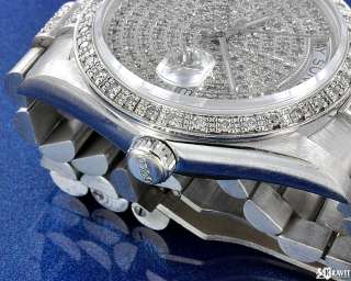 Mens Swiss 14K White Gold Diamond Oyster Wrist Watch 3.00Cts  