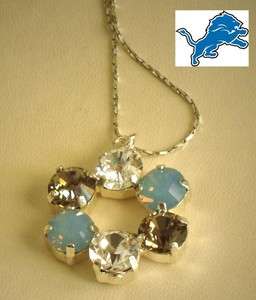 Swarovski crystal Detroit Lions colours necklace  