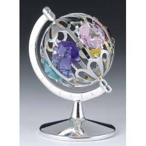   GLOBE Silver Plated Swarovski Crystal Ornament Figure: Home & Kitchen