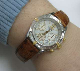 BREITLING 1884 CHRONOMETER STEEL + 18K GOLD MOP WATCH  