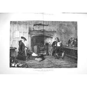  1884 SUSPICIOUS GUEST MERMAID MEN SITTING FIRE FINE ART 