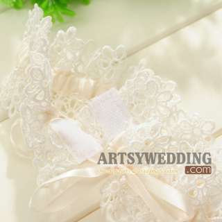 Lace Applique Wedding Garter with Beaded Garter (WD110009)