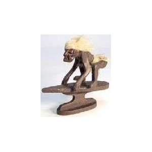  Hawaiian Wood Figurine Surfboard Paddler 9 in.