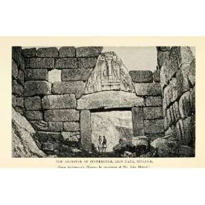  1926 Print Lion Gate Mycenae Greece Bronze Age Citadel 