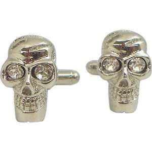   Plated Cufflinks w/ Crystal, Scull Design, tarnish proof: Jewelry