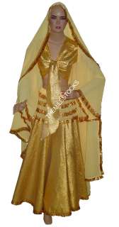TMS GOLDEN Tissue Brocade Skirt Top Veil Belly Dance NW  