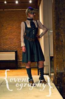 STEAMPUNK 3PC AIRSHIP SKY STEWARDESS DRESS OUTFIT spats  