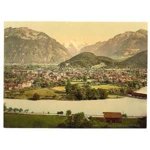  Photochrom Reprint of Interlaken and the Jungfrau, Aare 