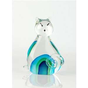  C83 Blue Kitty Handblown Glass Art Animal