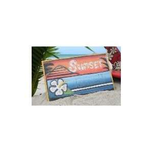 SUNSET BEACH SURF PANEL 15 X 12 CARVED/PAINTED  SURF DECOR