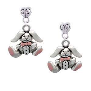  Silver Sitting Bunny with Easter Egg Mini Heart Charm 