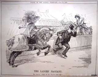 1910 Punch SUFFRAGETTE Cartoon Print Ladies Pageant  