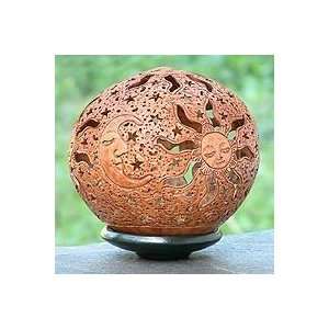   NOVICA Coconut shell sculpture, Sun, Moon and Stars