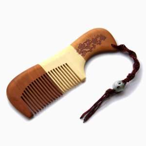  Peach Wood & Yellow Willow Comb With Oriental Braid And 