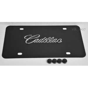  Cadillac 3D Logo on Black steel License Plate: Automotive