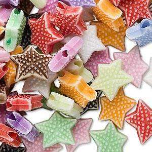 100 Acrylic 12mm Bumpy 3D Starfish Colorful Mix Beads  
