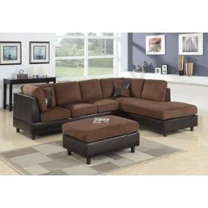  Microfiber Sofa in Chocolate with Chaise and Ottoman: Home 