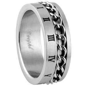  316L Stainless Steel Ring   Roman Numeral   Width 8mm 