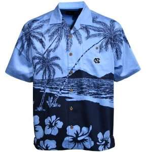  North Carolina Tar Heels (UNC) Hawaiian Camp Shirt: Sports 