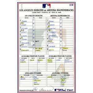  08 2008 Game Used Lineup Card (MLB Auth)