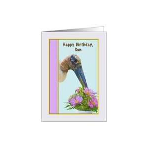  Birthday, Son, Wood Stork, Flowers Card: Toys & Games