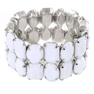  Faceted White Stone Stretch Bracelet: West Coast Jewelry 